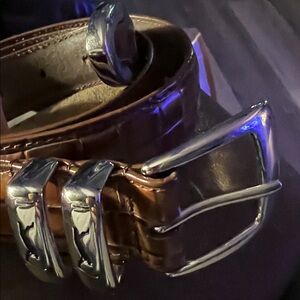 PGA Tour Brown Leather Belt with Silver Buckle